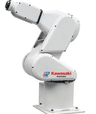 Kawasaki Robot Arm RS003N digunakan untuk penanganan, pemuatan dan pengungkapan, perekat